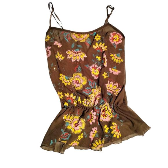 Y2K Brown floral boho cami top - Picture 1 of 6